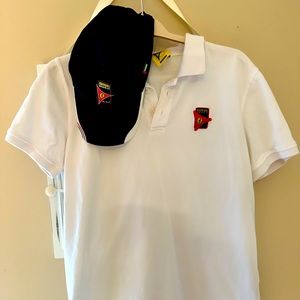 Abu Dhabi Ferrari world, men’s large golf shirt with matching baseball cap
